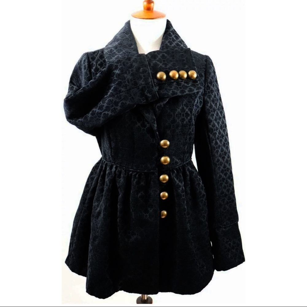 Tulle Anthropologie Black Peacoat Jacket Size XS